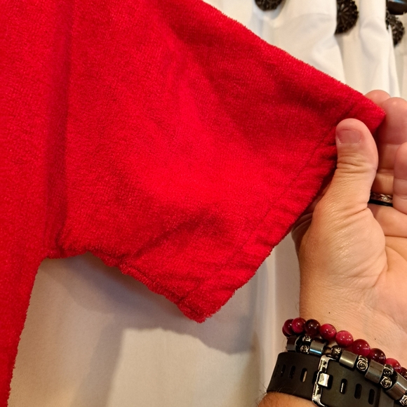 Vintage Gertrude Davenport New York Small Red Terry Cloth Robe Dress w/Pockets - Picture 13 of 16